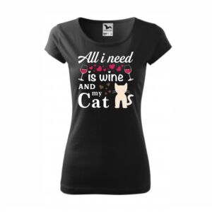Wine and Cat macskás póló női póló